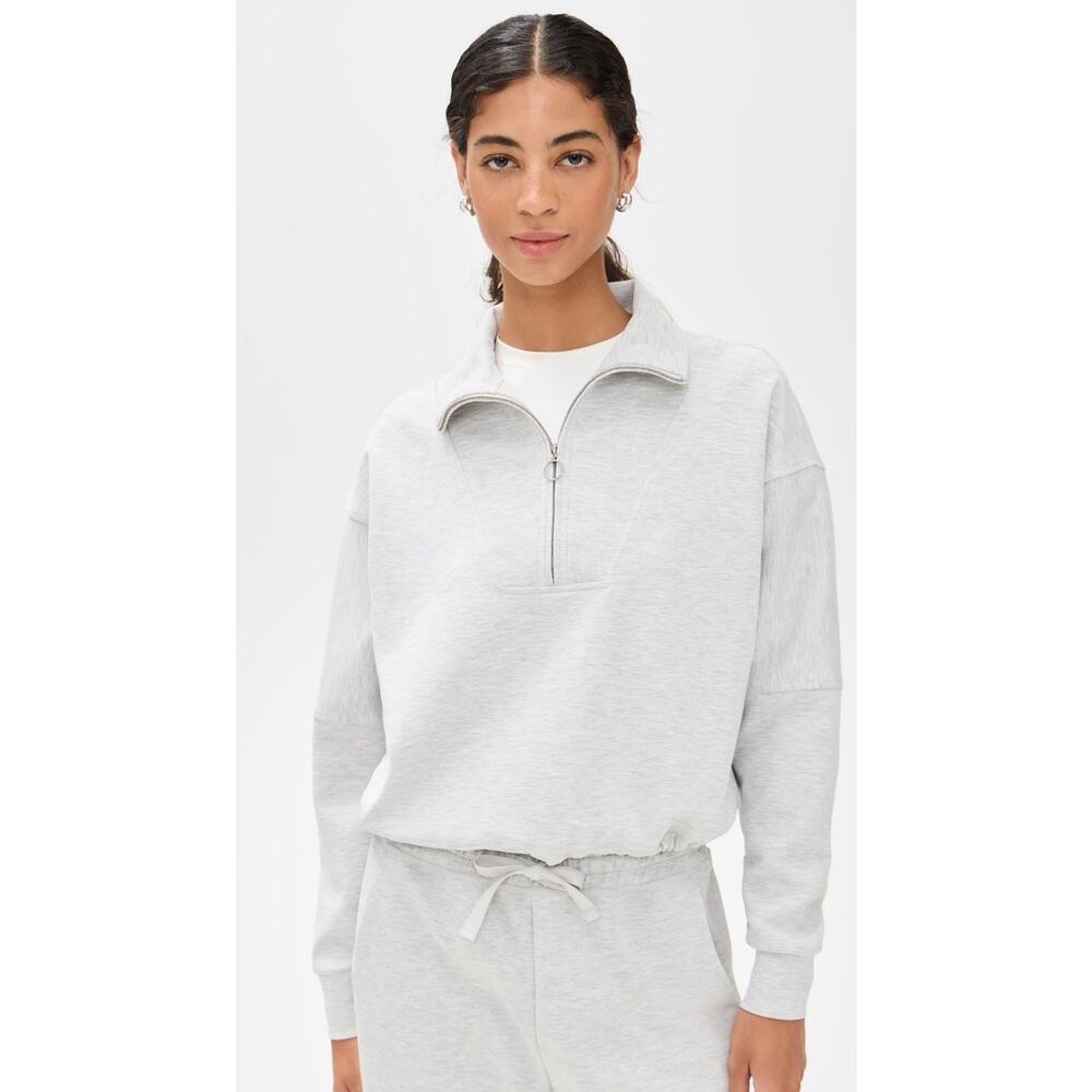 Sweaty Betty Sand Wash Funnel Neck Half Zip Sweatshirt Ice Grey Merl